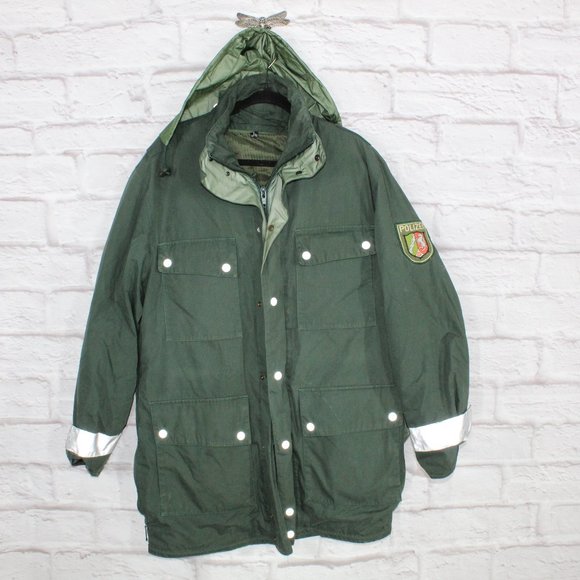Jackets & Blazers - *German Police Polizei Green Full Zip Lined All Weather Parka Jacket Size